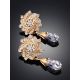 Chic Gilded Silver Crystal Dangle Earrings, image , picture 2