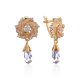 Chic Gilded Silver Crystal Dangle Earrings, image 