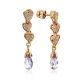 Cute Heart Motif Gilded Silver Crystal Stud Earrings, image 