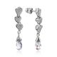Cute Heart Motif Silver Crystal Stud Dangle Earrings, image 