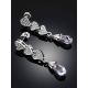 Cute Heart Motif Silver Crystal Stud Dangle Earrings, image , picture 2