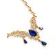 Feather Motif Gilded Silver Blue Spinel Necklace, Length: 45, image , picture 3