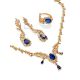 Feather Motif Gilded Silver Blue Spinel Necklace, Length: 45, image , picture 4