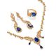 Feather Motif Gilded Silver Blue Spinel Earrings, image , picture 3