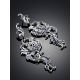 Ornate Phoenix Motif Silver Crystal Dangle Earrings, image , picture 2