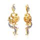 Ornate Phoenix Motif Gilded Silver Dangle Earrings, image 