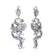 Ornate Phoenix Motif Silver Crystal Dangle Earrings, image 