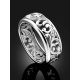 Ornate Silver Crystal Band Ring, Ring Size: 6 / 16.5, image , picture 2