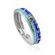 Trendy Silver Enamel Stacking Ring Set, Ring Size: 6.5 / 17, image 