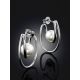 Curvaceous Silver Pearl Stud Earrings The Palazzo, image , picture 2