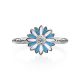 Silver Enamel Daisy Motif Ring, Ring Size: 5.5 / 16, image , picture 4