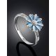 Silver Enamel Daisy Motif Ring, Ring Size: 6.5 / 17, image , picture 2