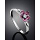 Silver Enamel Cherry Blossom Motif Ring, Ring Size: 6 / 16.5, image , picture 2