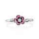 Silver Enamel Cherry Blossom Motif Ring, Ring Size: 6 / 16.5, image , picture 4