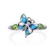 Cute Silver Enamel Butterfly Motif Ring, Ring Size: 7 / 17.5, image , picture 4