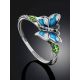 Cute Silver Enamel Butterfly Motif Ring, Ring Size: 6.5 / 17, image , picture 2