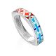 Mosaic Design Silver Enamel Ring, Ring Size: 7 / 17.5, image 