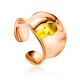 Fashionable Rose Plated Silver Amber Ring The Palazzo Collection, Ring Size: Adjustable, image 