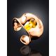 Fashionable Rose Plated Silver Amber Ring The Palazzo Collection, Ring Size: Adjustable, image , picture 2