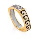 Grecian Pattern Gilded Silver Enamel Ring, Ring Size: 8 / 18, image 