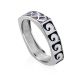 Geometric Silver Enamel Ring, Ring Size: 6.5 / 17, image 