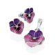 Violet Motif Silver Enamel Stud Earrings With Crystals, image , picture 4
