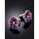 Violet Motif Silver Enamel Stud Earrings With Crystals, image , picture 2