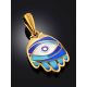 Hamsa Hand Gilded Silver Enamel Pendant, image , picture 2