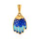 Hamsa Hand Gilded Silver Enamel Pendant, image 
