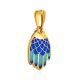 Hamsa Hand Gilded Silver Enamel Pendant, image , picture 4