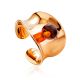 Stylish Rose Plated Silver Amber Ring The Palazzo, Ring Size: Adjustable, image 