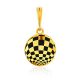 Checkerboard Pattern Gilded Silver Enamel Pendant, image 