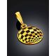 Checkerboard Pattern Gilded Silver Enamel Pendant, image , picture 2