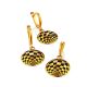 Checkerboard Pattern Gilded Silver Enamel Earrings, image , picture 4