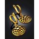 Checkerboard Pattern Gilded Silver Enamel Earrings, image , picture 2