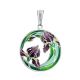 Silver Enamel Iris Motif Pendant, image 