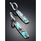 Silver Enamel Iris Motif Dangle Earrings, image , picture 2