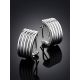 Chunky Ribbed Silver Earrings The ICONIC, image , picture 2