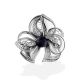 Fabulous  Floral Design Silver Pearl Ring, Ring Size: 6 / 16.5, image , picture 4