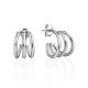 Stylish Silver Triple Line Stud Earrings The ICONIC, image 