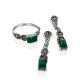 Refined Silver Malachite Dangle Earrings With Marcasites The Lace, image , picture 3