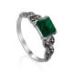 Chic Silver Malachite Ring With Marcasites, Ring Size: 8.5 / 18.5, image 