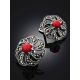 Floral Motif Silver Coral Earrings The Lace, image , picture 2