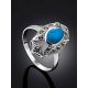 Magnificent Silver Turquoise Ring With Marcasites The Lace, Ring Size: 6.5 / 17, image , picture 2