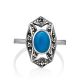 Magnificent Silver Turquoise Ring With Marcasites The Lace, Ring Size: 6.5 / 17, image , picture 4