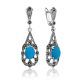 Filigree Silver Turquoise Dangle Earrings The Lace, image 