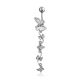 Butterfly Motif Silver Crystal Navel Piercing, image 