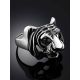 Bold Tiger Motif Silver Men's Ring, Ring Size: 12 / 21.5, image , picture 2