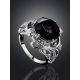 Chic Silver Smoky Quartz Cocktail Ring, Ring Size: 6 / 16.5, image , picture 2