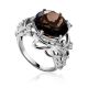 Chic Silver Smoky Quartz Cocktail Ring, Ring Size: 6.5 / 17, image 